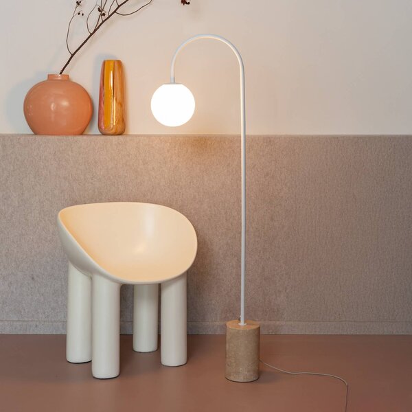 IT´S ABOUT ROMI It's about RoMi Luminária de arco Tivoli, branca, altura 163 cm, Bílá / opál, Obývací pokoj / jídelna, Kámen, Moderní