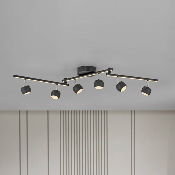 JUST LIGHT. GmbH LED stropní bodové osvětlení Jarik, 6-žárovkové, černé, 3 000 K, stmívatelný, Černá, Obývací pokoj / jídelna, kov, Moderní