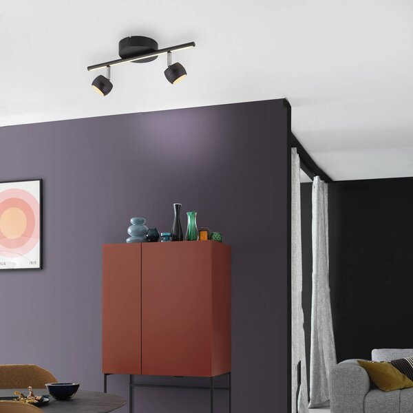 JUST LIGHT. GmbH LED stropní bodové osvětlení Jarik, 2-fázové, černé, 3 000 K, stmívatelný, Černá, Obývací pokoj / jídelna, kov, Moderní