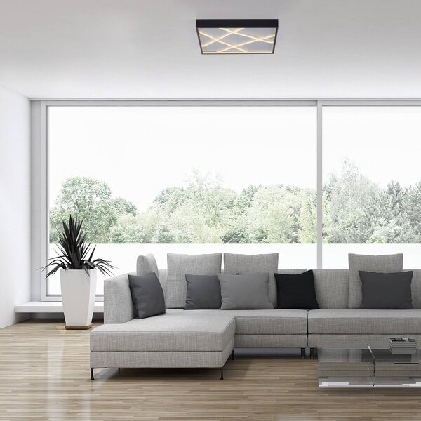 JUST LIGHT. GmbH LED stropní svítidlo Mikado, 50 x cm, černé, stmívatelný, Černá, Obývací pokoj / jídelna, kov, Moderní