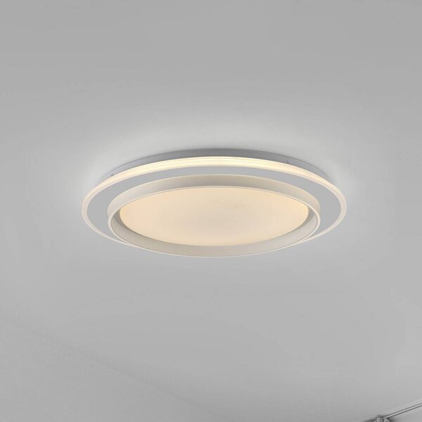 JUST LIGHT. GmbH LED stropní svítidlo Lago Ø 49,3 cm dálkové ovládání, stmívatelný, Bílá / opál, Obývací pokoj / jídelna, kov, Moderní