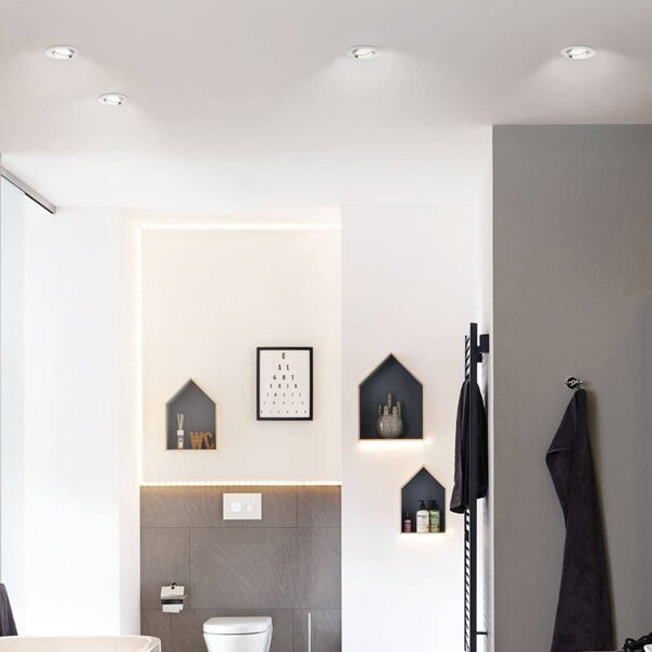 Paulmann Nova LED podhledové bodové svítidlo, stmívatelné, IP65, železo, stmívatelný, Hliník / šedá / zinek, Obývací pokoj / jídelna, Hliník, Moderní, Zapuštěné kulaté