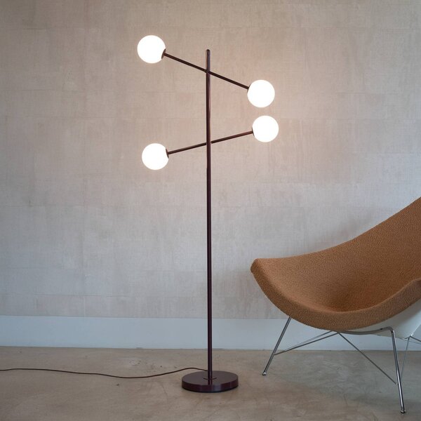 IT´S ABOUT ROMI It's about RoMi Stojací lampa Copenhagen, tmavě červená, otočná, stmívatelný, Červená, Obývací pokoj / jídelna, Moderní