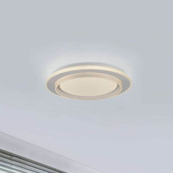 JUST LIGHT. GmbH LED stropní svítidlo Lago Ø 40 cm bílé Dálkové ovládání, stmívatelný, Bílá / opál, Obývací pokoj / jídelna, kov, Moderní