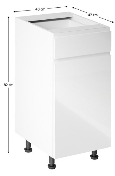 Dolní kuchyňská skříňka D40S14 Aurellia (bílá + lesk bílý) (P)
