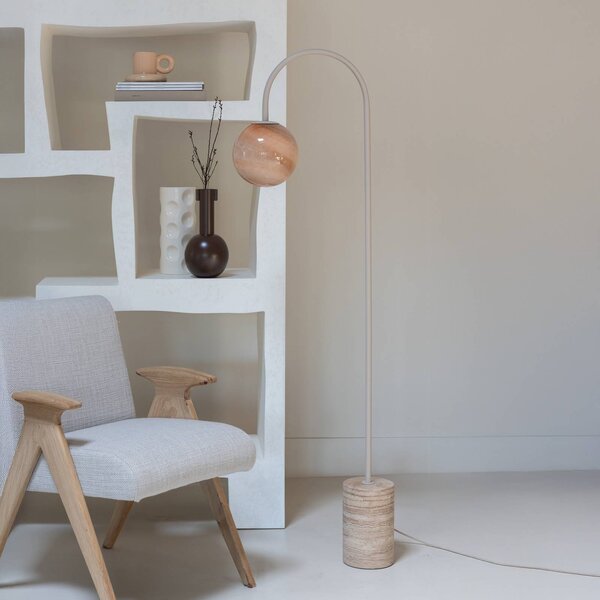IT´S ABOUT ROMI It's about RoMi Oblouková lampa Tivoli, písková barva, výška 163 cm, Krémová / jantar, Obývací pokoj / jídelna, Kámen, Moderní