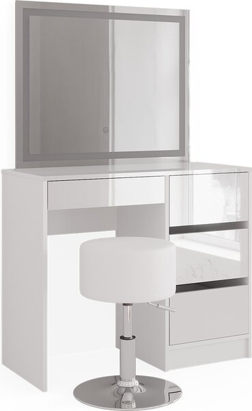 Toaletní stolek Vicco Sherry Bílá 90 cm se zrcadlem LED a stoličkou, Model 40171
