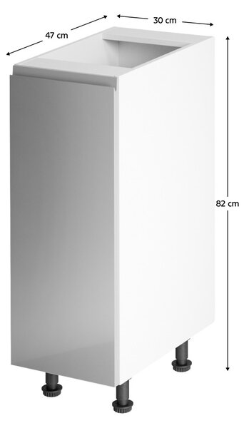 Dolní kuchyňská skříňka D30 Aurellia (bílá + lesk šedý) (L)