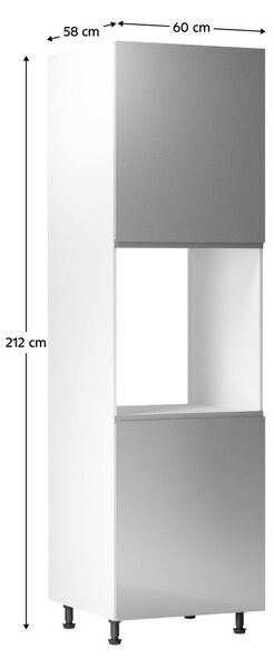 Potravinová kuchyňská skříňka D60P Aurellia (bílá + lesk šedý)