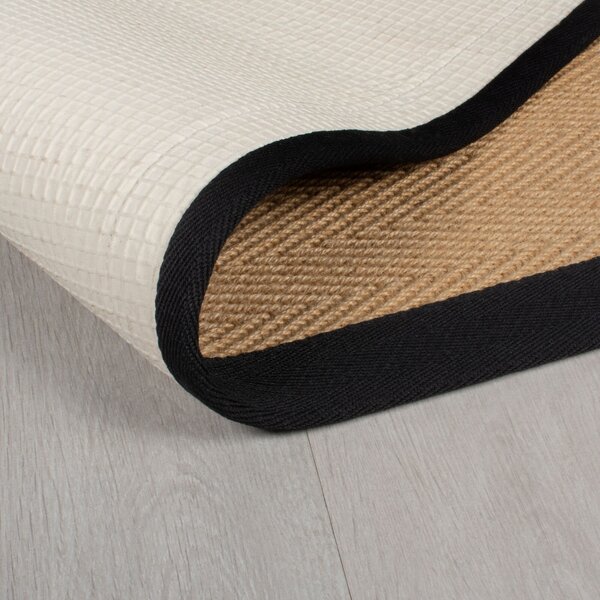 Flair Rugs, Běhoun Herringbone Border Kira Black, 60x230, béžová, chodba / předsíň