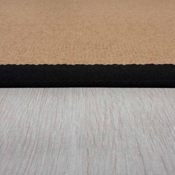 Flair Rugs, Běhoun Herringbone Border Kira Black, 60x230, béžová, chodba / předsíň