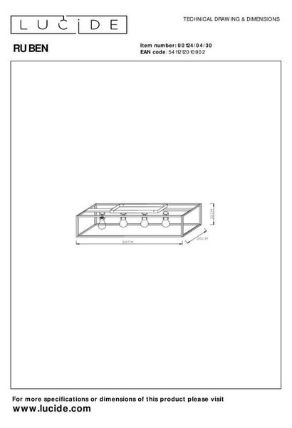Lucide L001240430 přisazené stropní svítidlo RUBEN E27