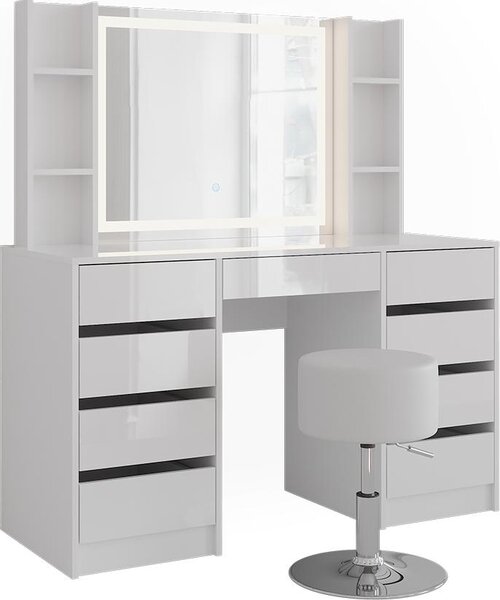 Toaletní stolek Vicco Sherry Bílá/bílý vysoký lesk 128.2 cm 5 dílů, Model 57638