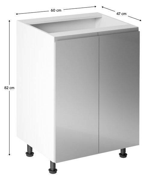 Dolní kuchyňská skříňka D602F Aurellia (bílá + lesk šedý)