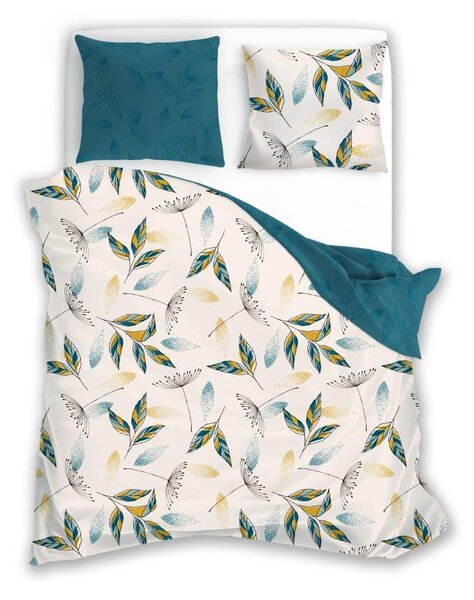 Faro Flanelové povlečení Pure Flannel 006 140x200 cm + 70x90 cm krémové/tyrkysové