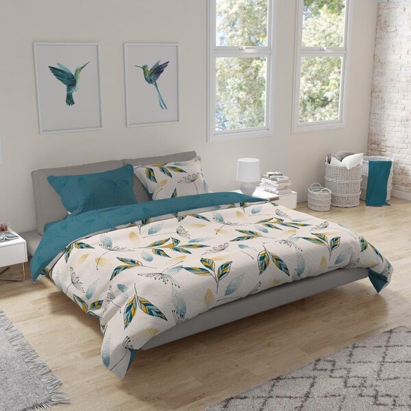 Faro Flanelové povlečení Pure Flannel 006 140x200 cm + 70x90 cm krémové/tyrkysové