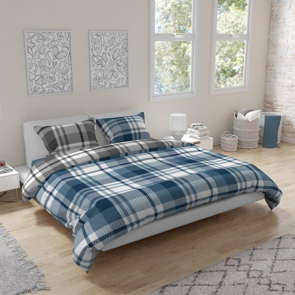 Faro Flanelové povlečení Pure Flannel 010 140x200 cm + 70x90 cm modré/šedé