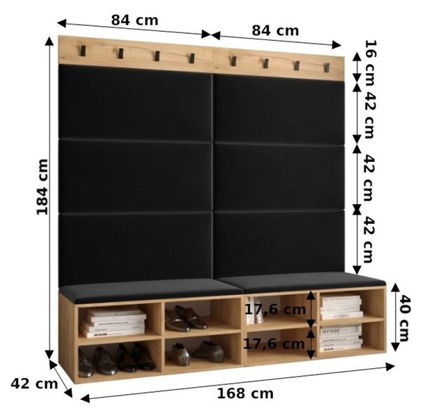 Předsíňová stěna Miro 7 - bílá Barva: Tmavě šedá - Manila 16