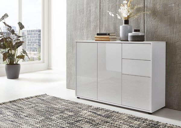Lesklý bílý komoda - Moderní design - Vysoce kvalitní zpracování