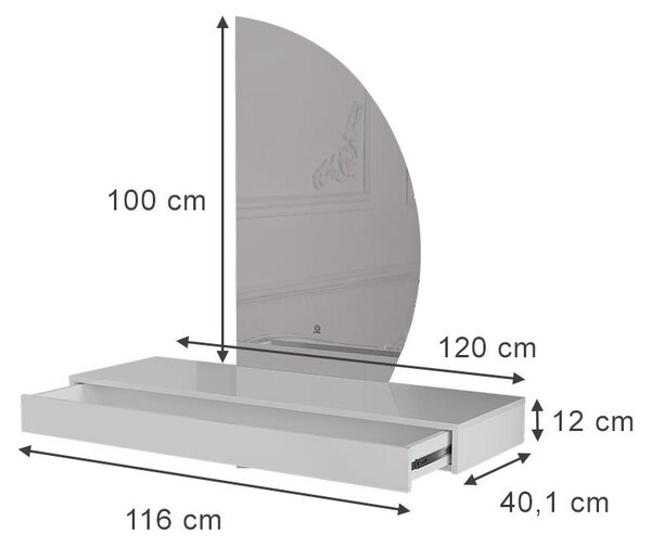 Toaletní stolek Vicco Sherry Bílá vysoký lesk 120 cm se zrcadlem LED, Model 61309