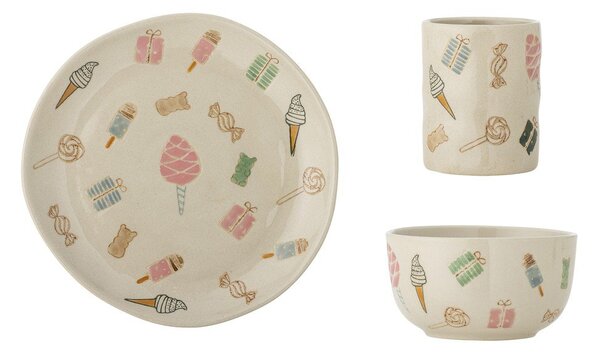 Kameninová dětská jídelní sada 3 ks Sweets – Bloomingville Mini