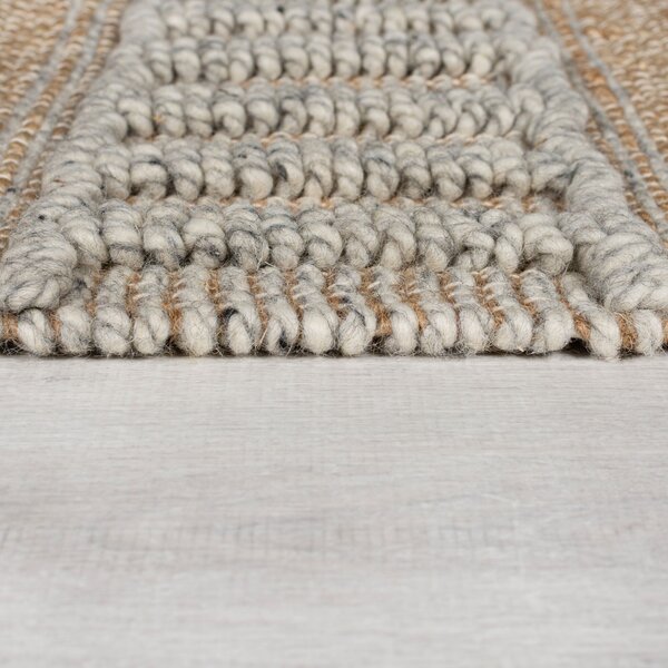Flair Rugs, Běhoun Jubilant Medina Jute Natural/Grey, 60x230, béžová, ložnice