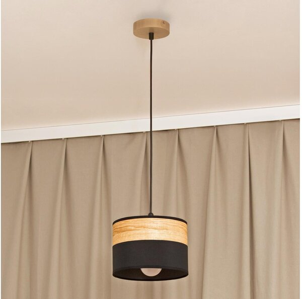 Lustr na lanku ALBA 1xE27/15W/230V pr. 20 cm černá/hnědá
