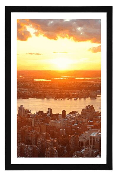 Plakát s paspartou západ slunce nad městem New York