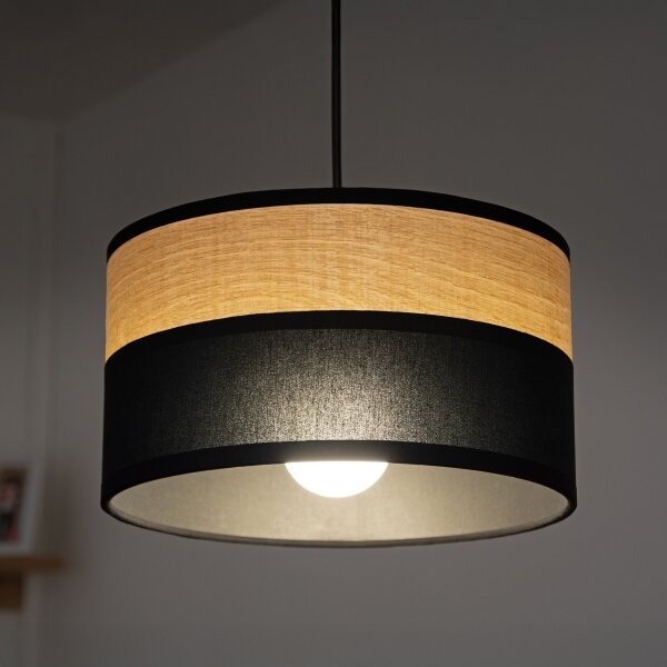 Lustr na lanku ALBA 1xE27/15W/230V pr. 20 cm černá/hnědá