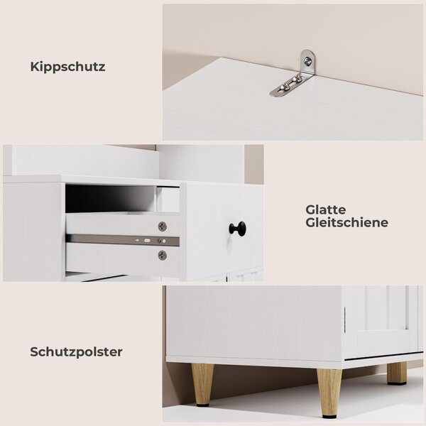 Kuchyňská skříň BEALIFE, rozměry 100x38x180 cm, se skleněnými dvířky a pracovní deskou | Obsahuje zásuvku a LED osvětlení | Vhodná do kuchyně i jídelny | Bílá, model AP05