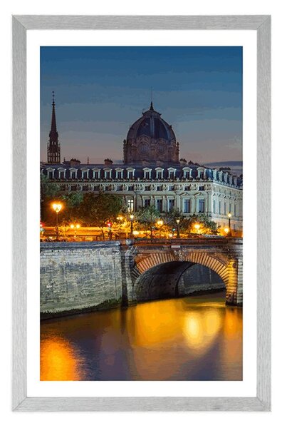 Plakát s paspartou oslňující panorama Paříže