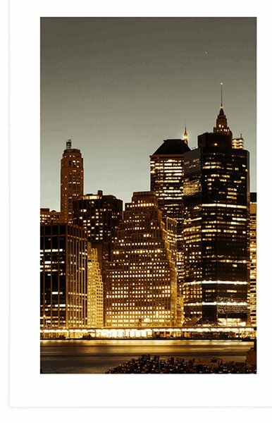 Plakát s paspartou noční New York