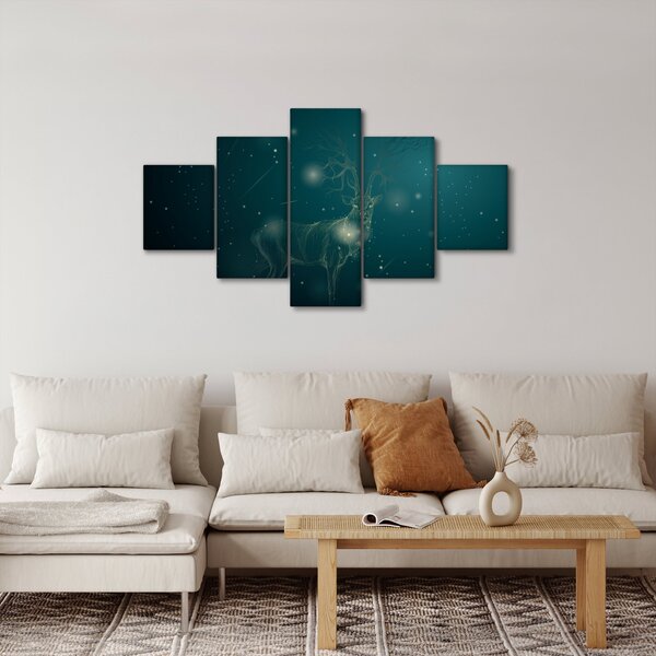 Obraz - Magický jelen v noci (125x70 cm)