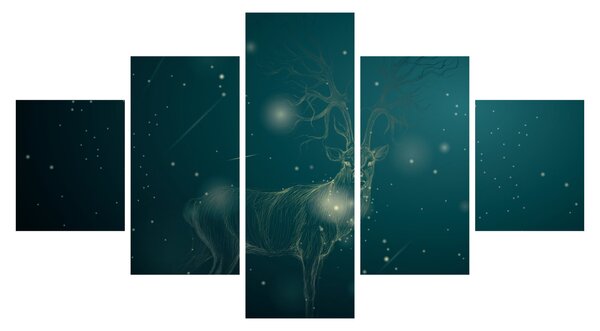 Obraz - Magický jelen v noci (125x70 cm)