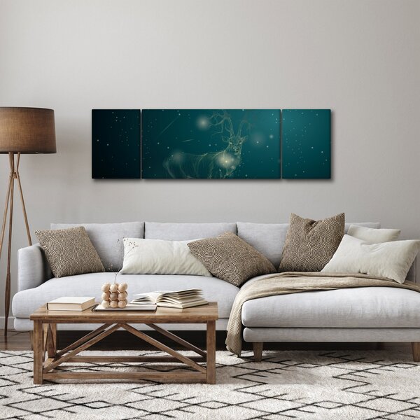 Obraz - Magický jelen v noci (170x50 cm)