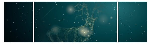 Obraz - Magický jelen v noci (170x50 cm)