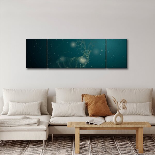 Obraz - Magický jelen v noci (170x50 cm)