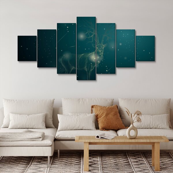 Obraz - Magický jelen v noci (210x100 cm)