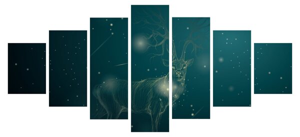 Obraz - Magický jelen v noci (210x100 cm)