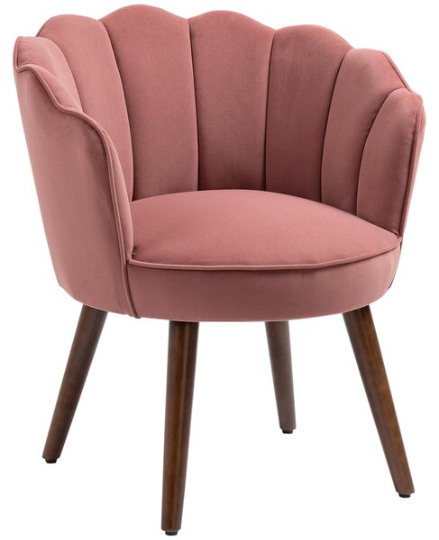 Jídelní židle HOMCOM, kuchyňská židle s opěradlem, polyester, buk, růžová barva