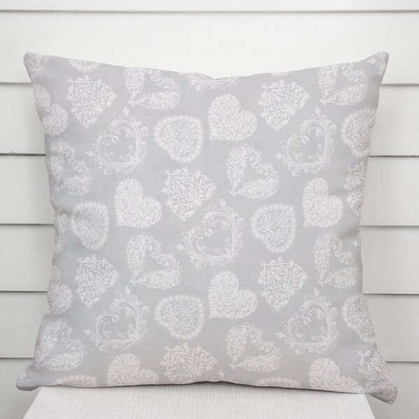 Biante Dekorační povlak na polštář PML-071 Srdce s ornamenty na šedém 35 x 45 cm