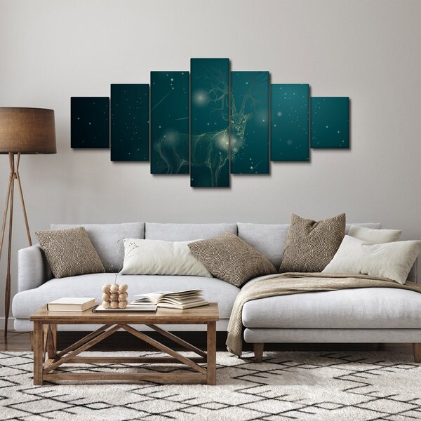 Obraz - Magický jelen v noci (210x100 cm)