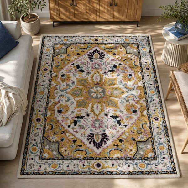 Žlutý vlněný koberec 170x120 cm Dahlia - Flair Rugs