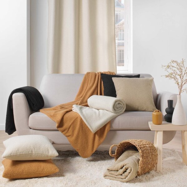Béžová fleecová deka 180x220 cm Curly Wooly – douceur d'intérieur