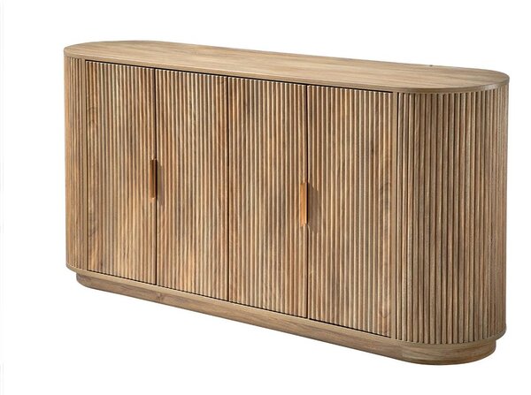 CALICOSY – Komoda se 4 dvířky v dekoru dubu a lameloovým vzorem, šířka 160 cm – ACHILLE