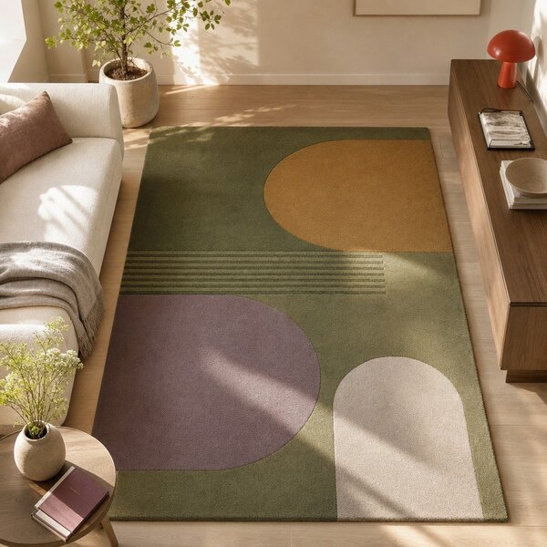 Zelený ručně tkaný vlněný koberec 120x180 cm Lozenge – Flair Rugs
