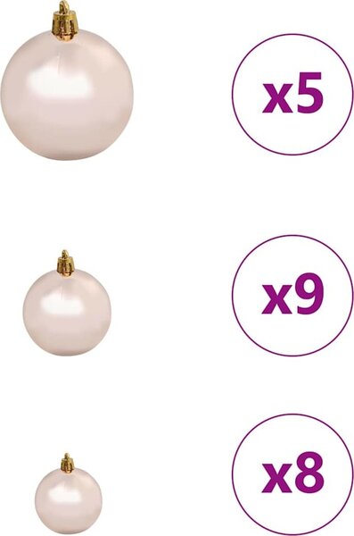 VidaXL Umělý vánoční stromeček Bílá PVC, plast, ocel a PE, s LED a růžovými zlatými kuličkami [3396019] Barva: Zelená a bílá, Velikost: 240 cm