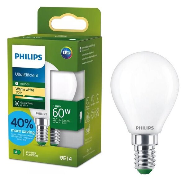 LED Žárovka ULTRAEFFICIENT Philips P45 E14/3,8W/230V 2700K