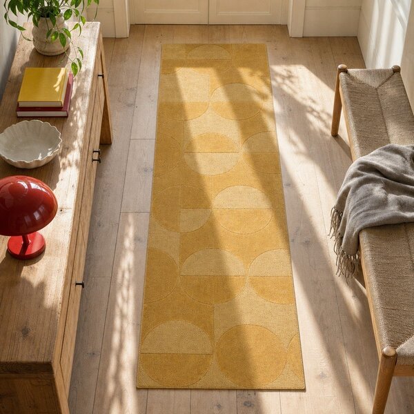 Okrově žlutý vlněný koberec běhoun 60x230 cm Gigi – Flair Rugs