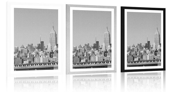 Plakát s paspartou magický New York v černobílém provedení
